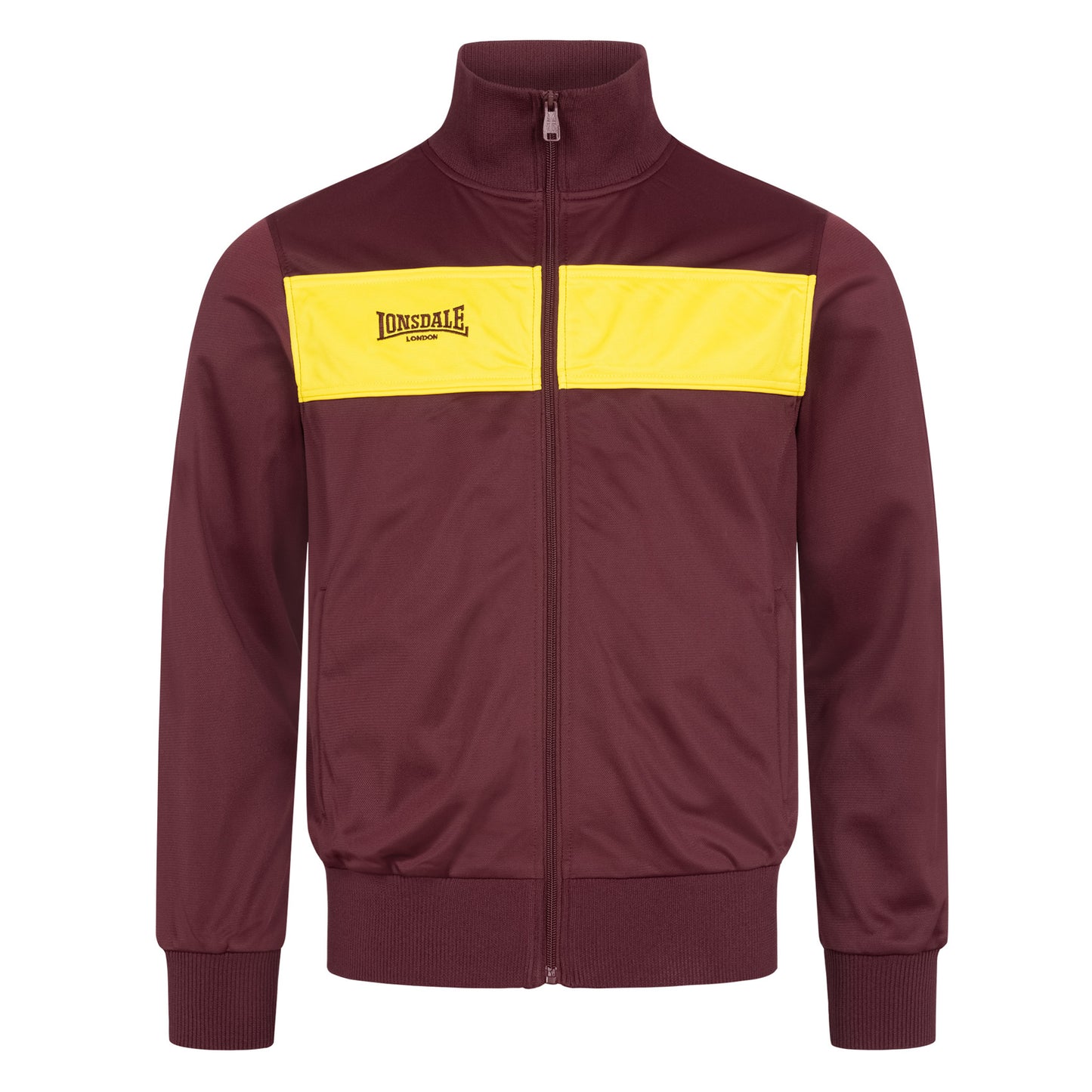 LONSDALE Trainingsjacke - Track Jacket mit farblich abgesetzten Panel (burgundy - yellow)