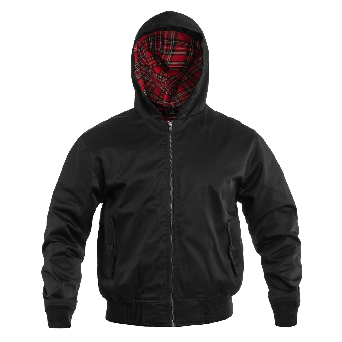 HARRINGTON Jacke mit Kapuze und schottischem Tartan Futter (schwarz - black)