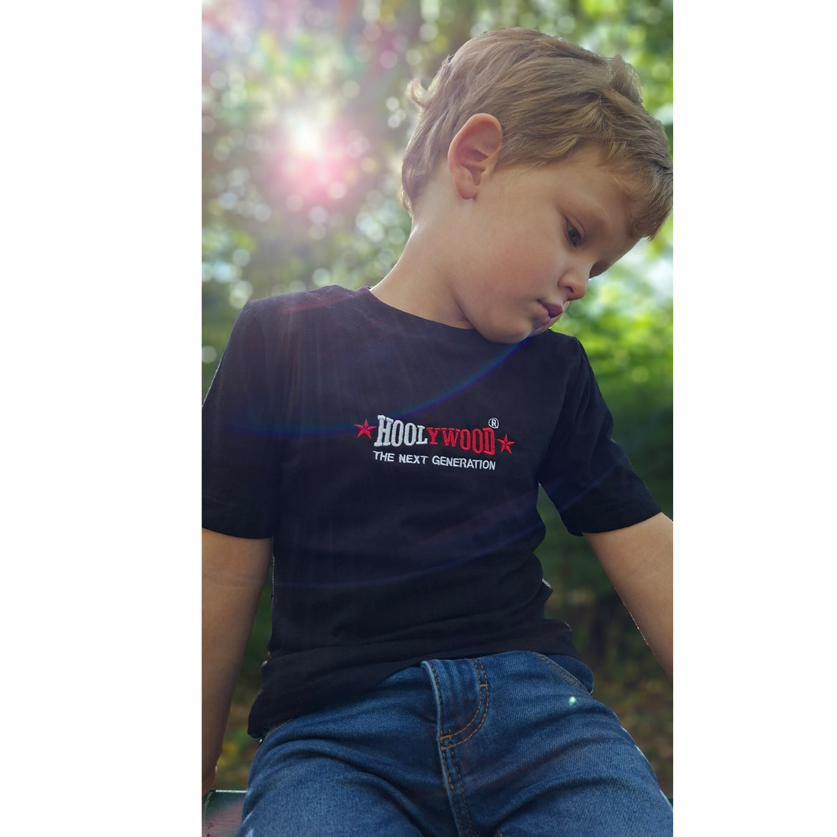 HOOLYWOOD Kids T-Shirt THE NEXT GENERATION hochwärtiger zweifarbiger Stick Made in Germany (Gelb/Yellow)