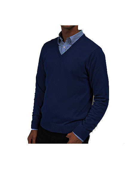 Pullover mit spitzem Ausschnitt langarm V-Neck Knitted Sweater (navy - dunkelblau)
