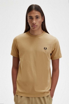 FRED PERRY Ringer T-Shirt aus Baumwolle (beige) kostenfreier Versand!