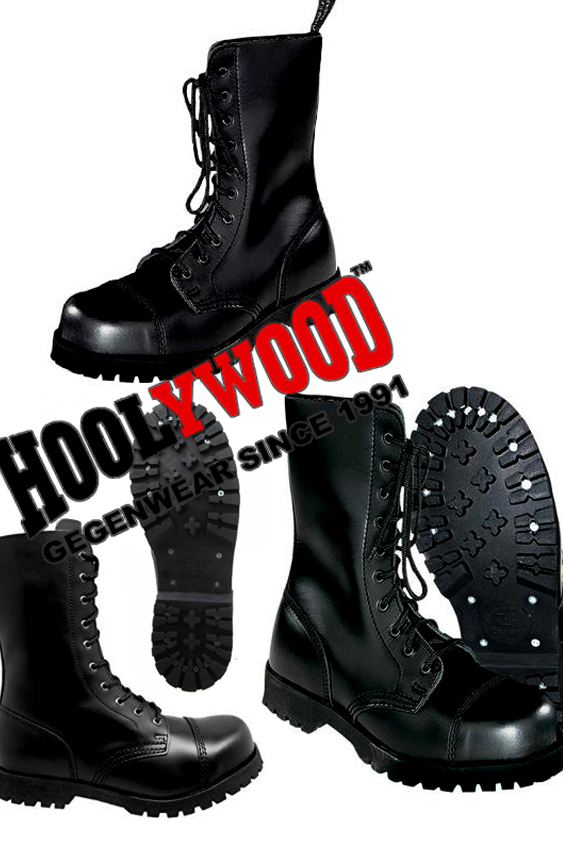 Siefel Boots 10-Loch Ranger Springerstiefel Worker BOOTS & BRACES (schwarz - black)