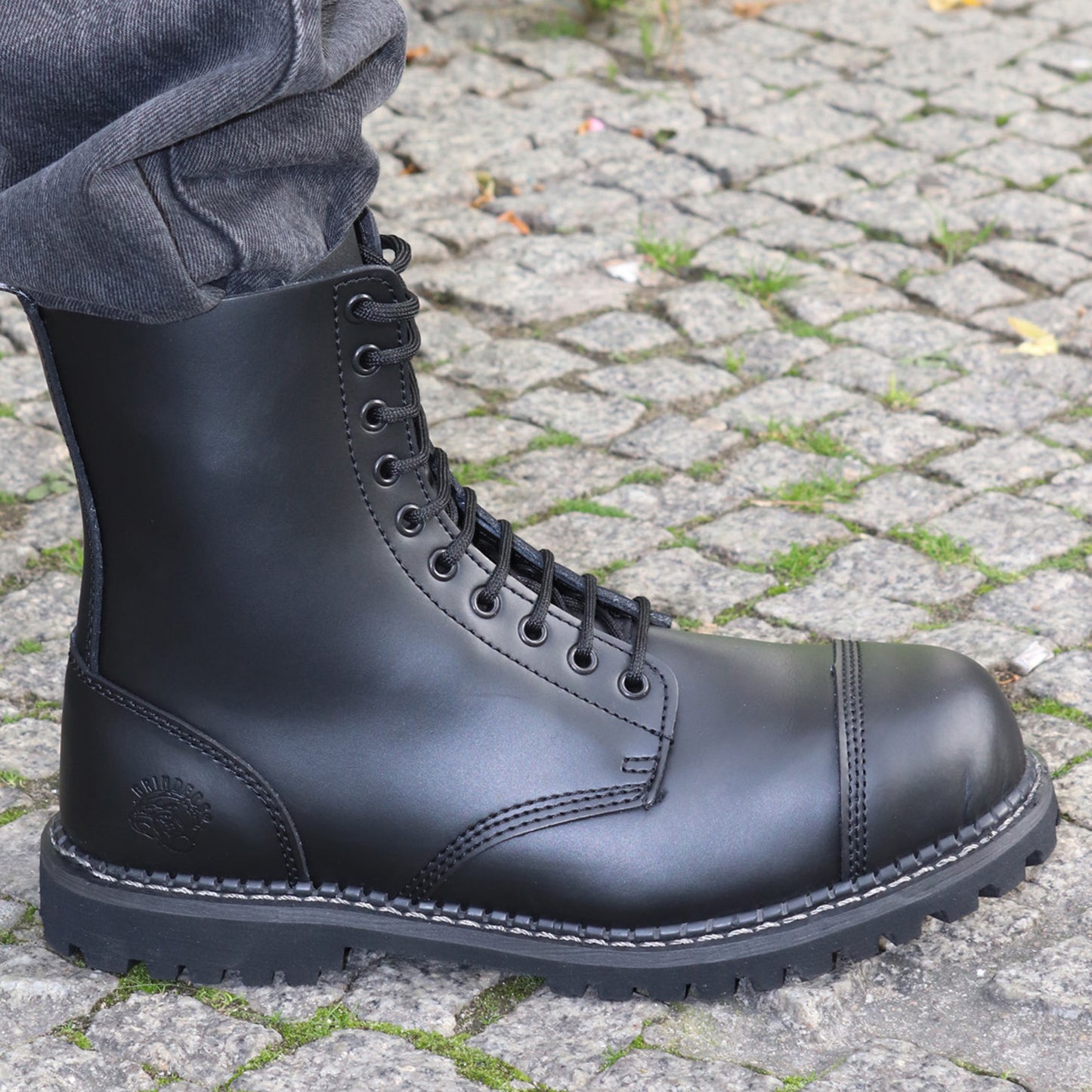 GRINDERS co.uk 10 Loch Stiefel/Boots STAG CS with Steelcap and Commando Soles (schwarz - black)