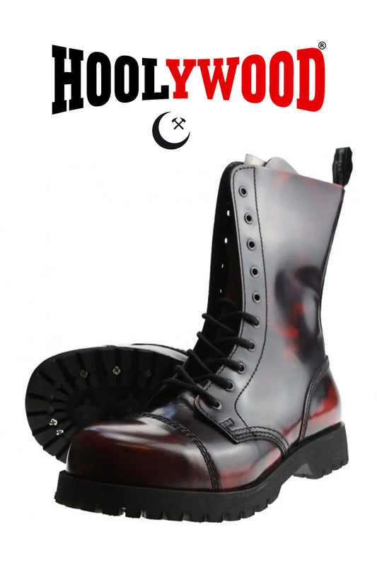 Siefel Boots 10-Loch Ranger Springerstiefel Worker BOOTS & BRACES (burgundy rub off)