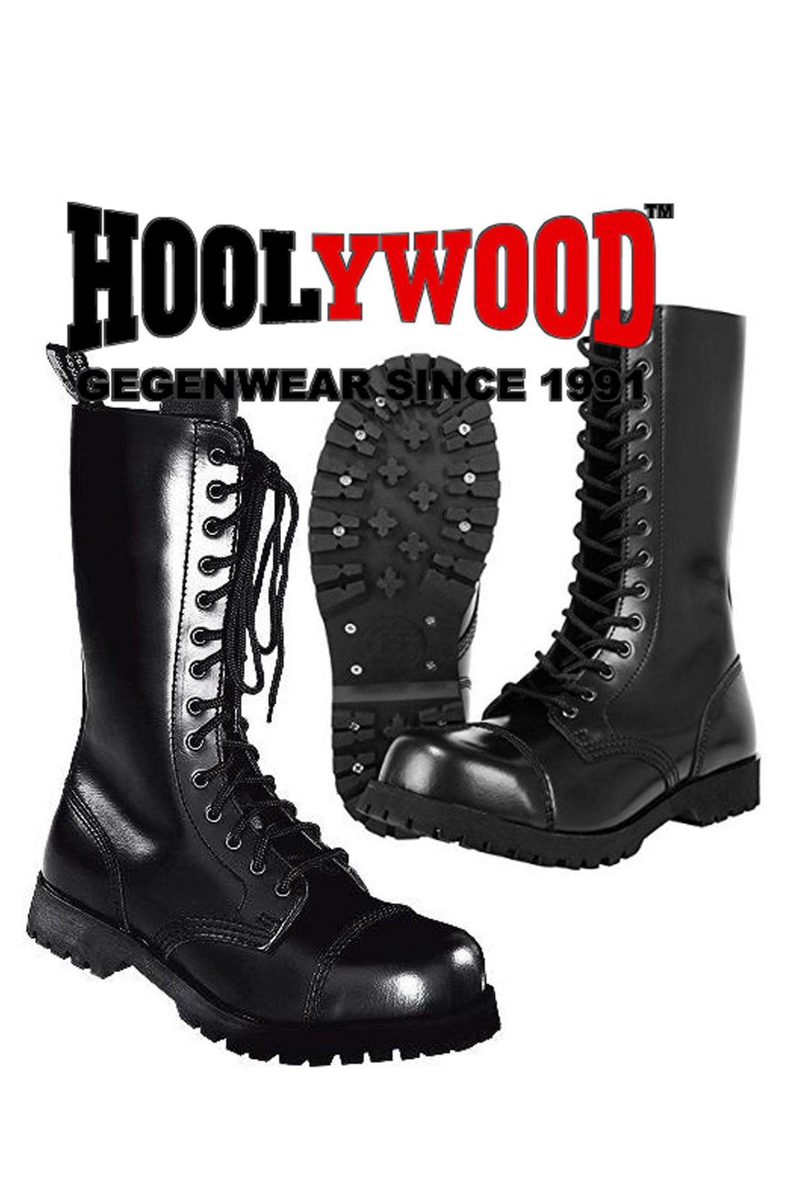 Siefel Boots 14-Loch Ranger Springerstiefel Worker BOOTS & BRACES (schwarz - black)