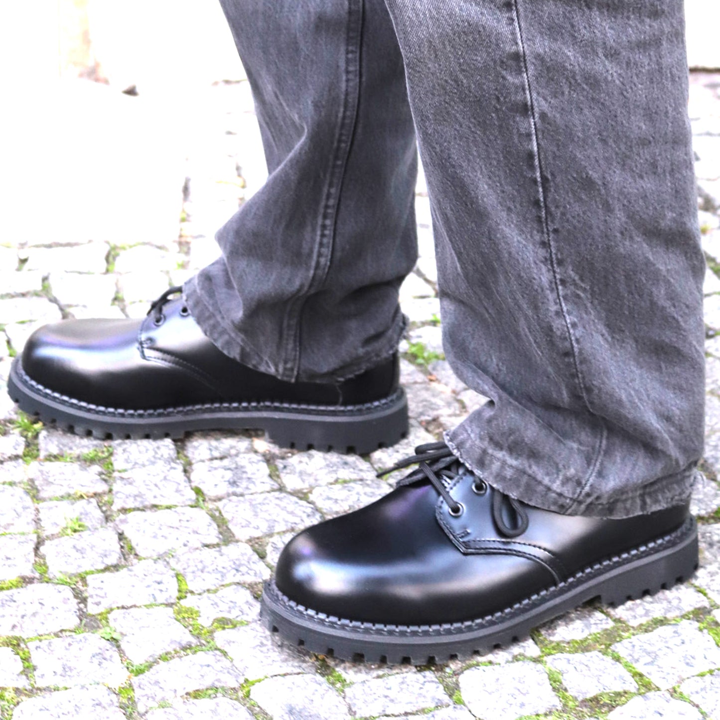 GRINDERS co.uk 3 Loch Shoes PERSIVAL CS with Commando Soles (schwarz - black)