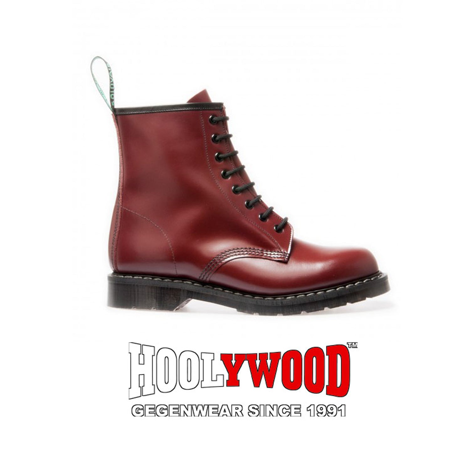 SOLOVAIR 8-Loch Stiefel 8 Eye Derby Boot Hi-Shine (oxblood - weinrot)