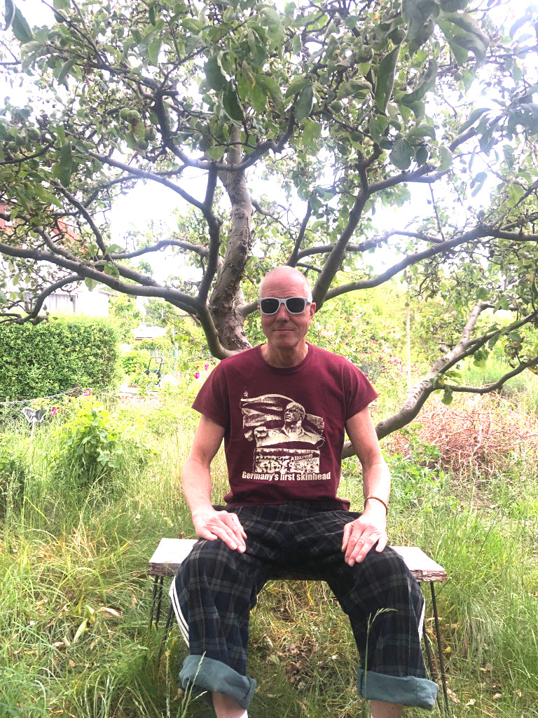 HOOLYWOOD T-Shirt FIRST SKINHEAED kurzarm Siebdruck Made in Germany (weinrot-oxblood)