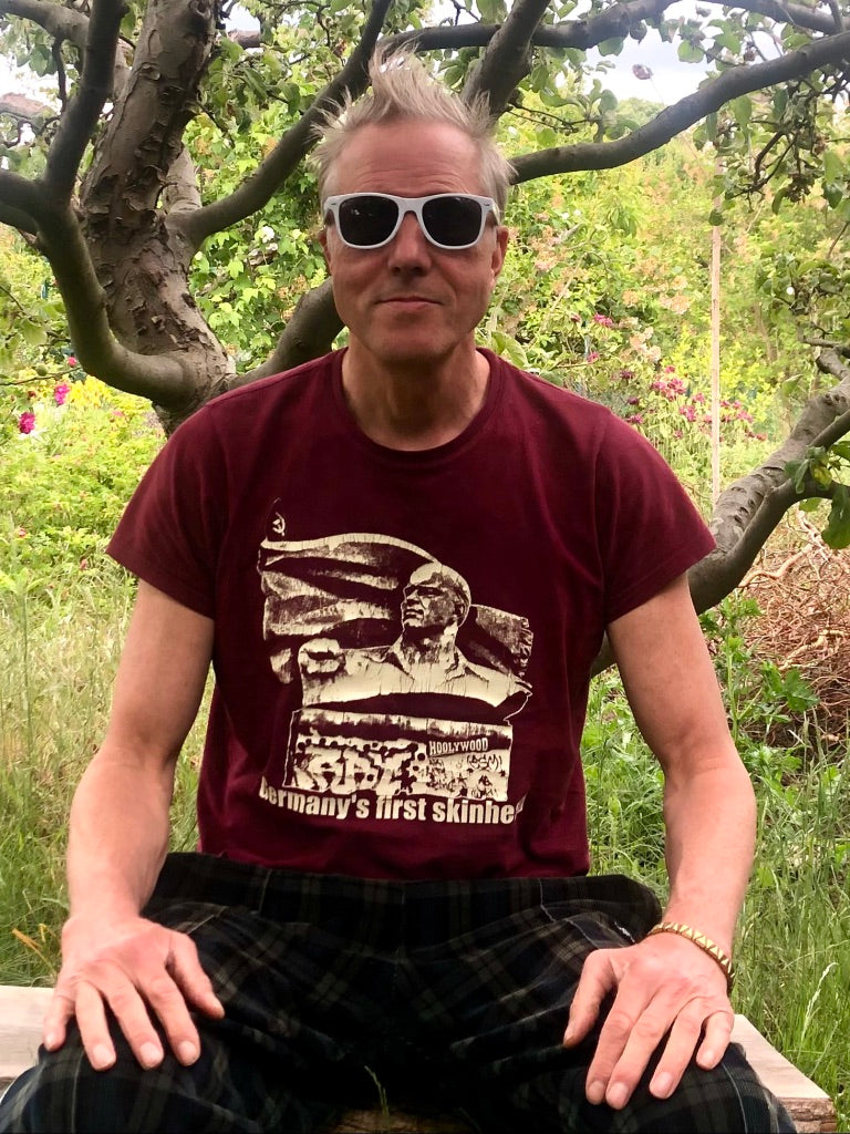 HOOLYWOOD T-Shirt FIRST SKINHEAED kurzarm Siebdruck Made in Germany (weinrot-oxblood)