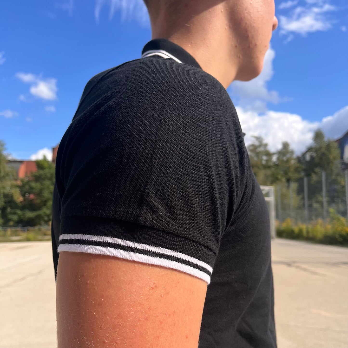 HOOLYWOOD Poloshirt Baumwoll-Pique (black - schwarzmit weissen Streifen)