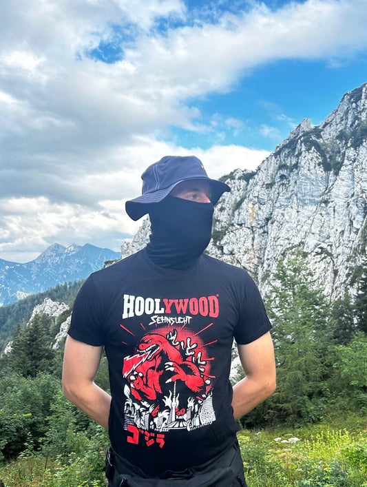 HOOLYWOOD T-Shirt GODZILLA kurzarm regular 100% Siebdruck made in Germany (schwarz - black)