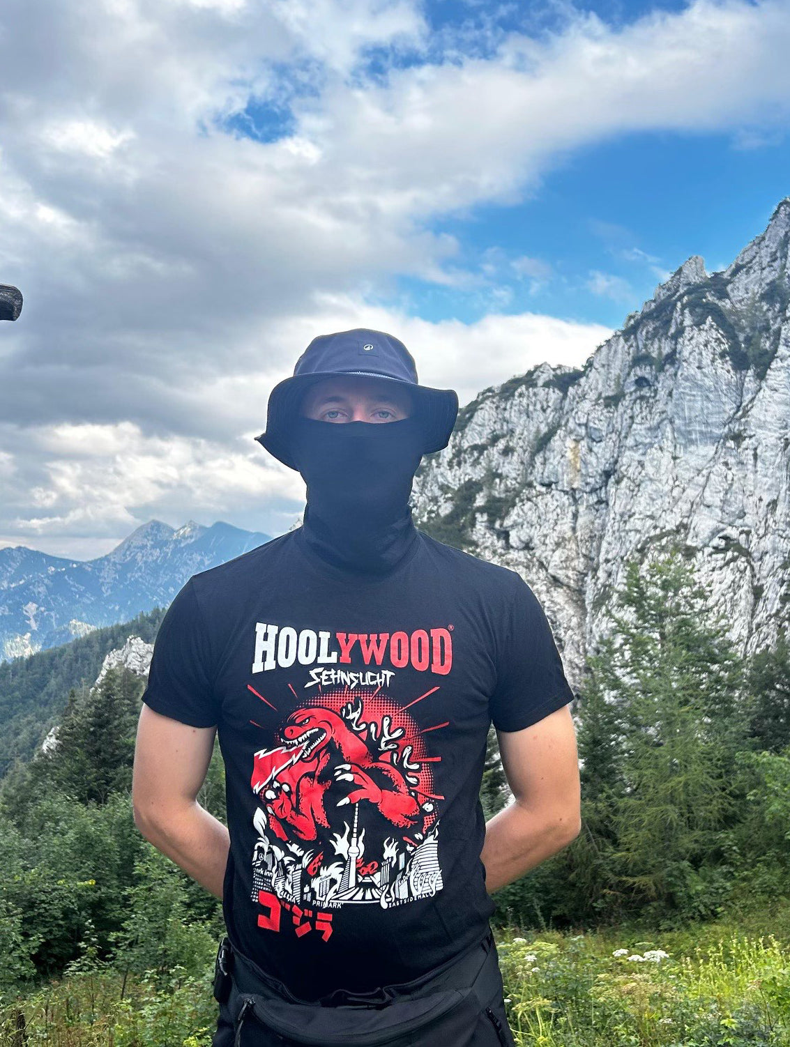 HOOLYWOOD T-Shirt GODZILLA kurzarm regular 100% Siebdruck made in Germany (schwarz - black)