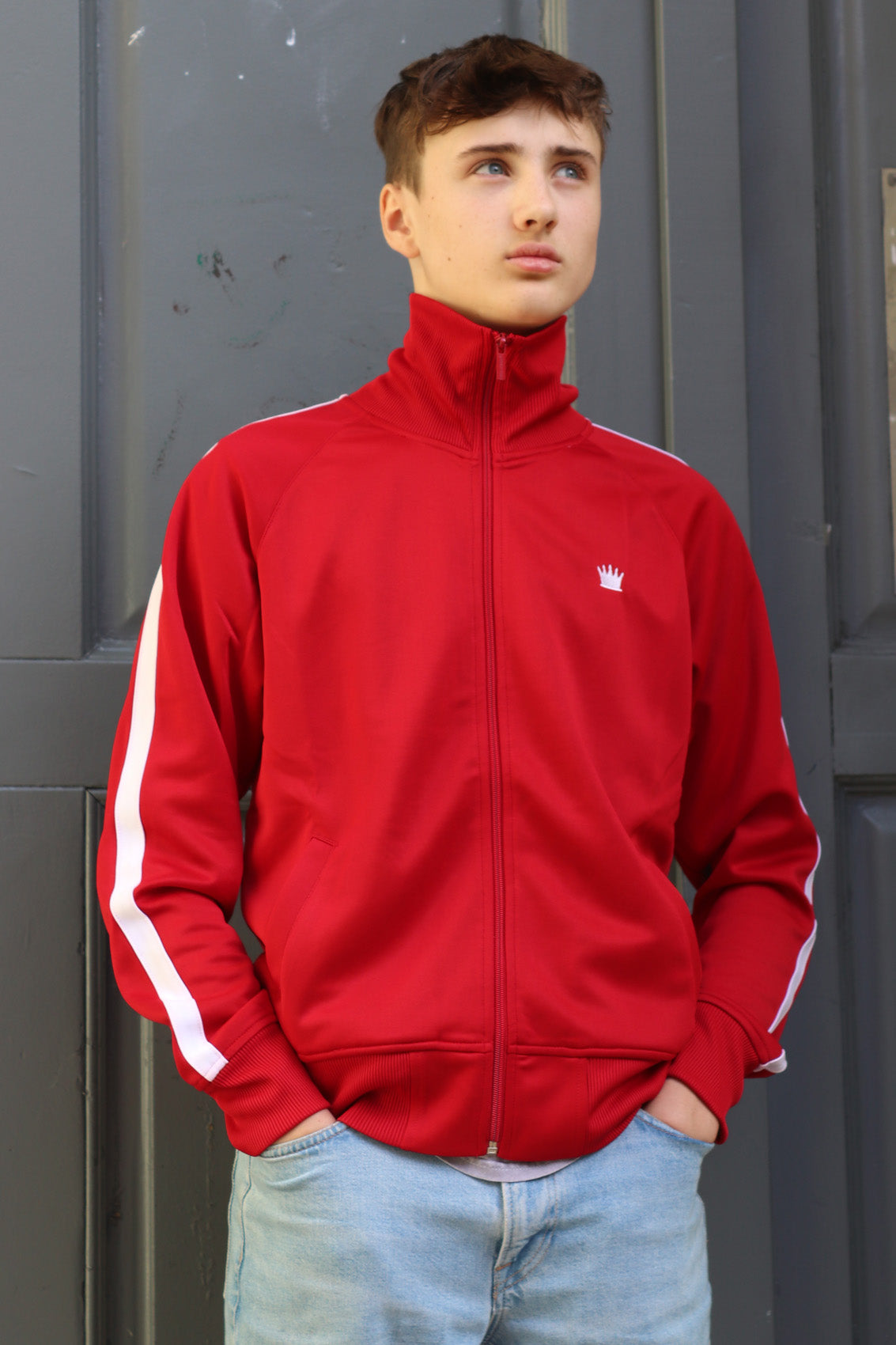 Trainingsjacke Track Jacket KINGSLEAGUE (rot red mit weissen Streifen)
