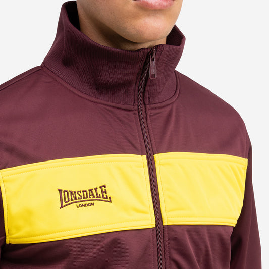 LONSDALE Trainingsjacke - Track Jacket mit farblich abgesetzten Panel (burgundy - yellow)