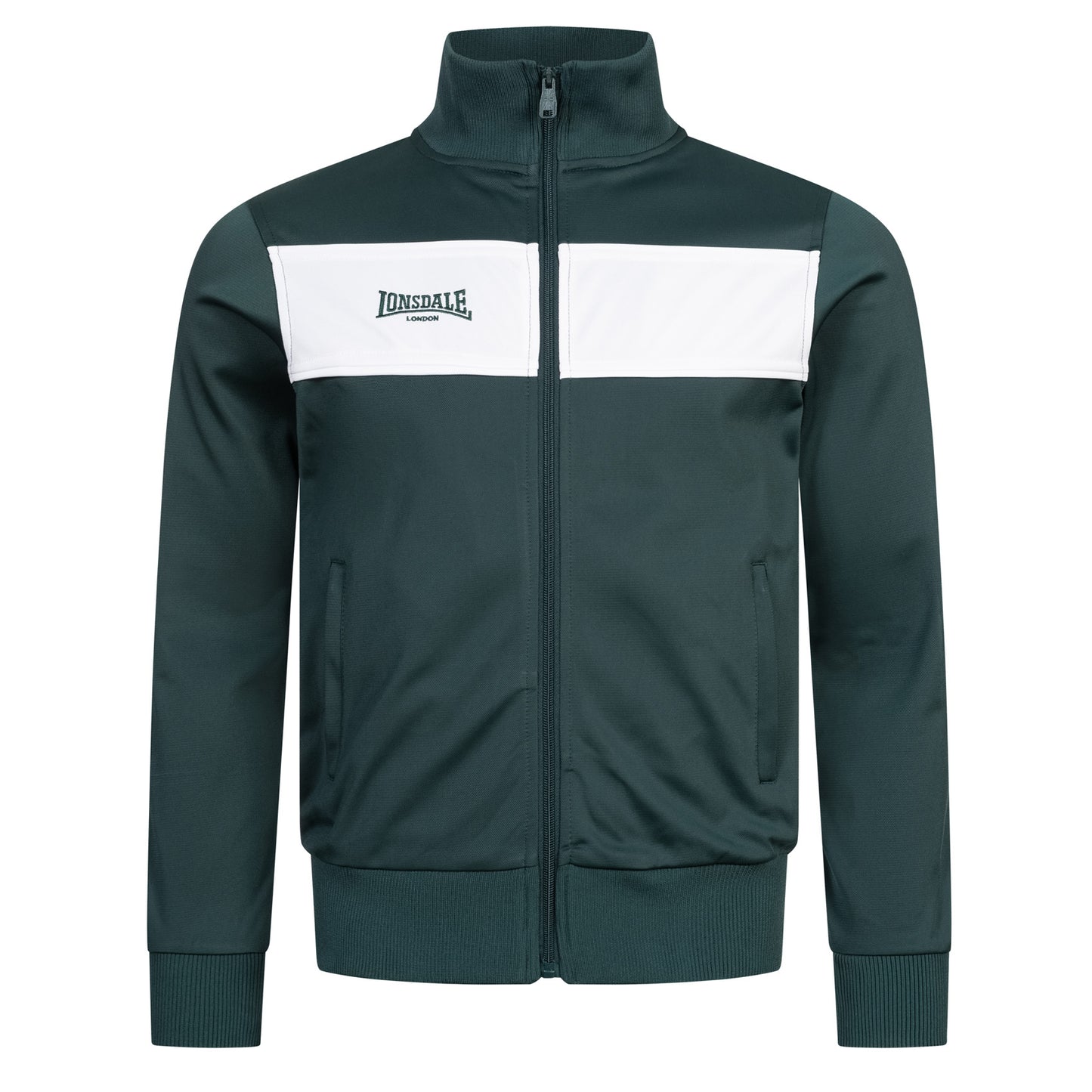 LONSDALE Trainingsjacke - Track Jacket mit farblich abgesetzten Panel (dark green - white)