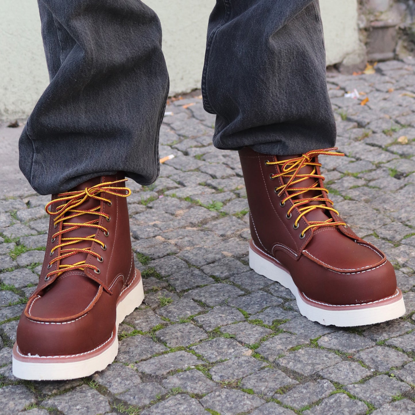 GRINDERS "Mokassin" Boots, Stiefel mit Stahlkappe, Arbeitssicherheitsstiefel (brown - braun)
