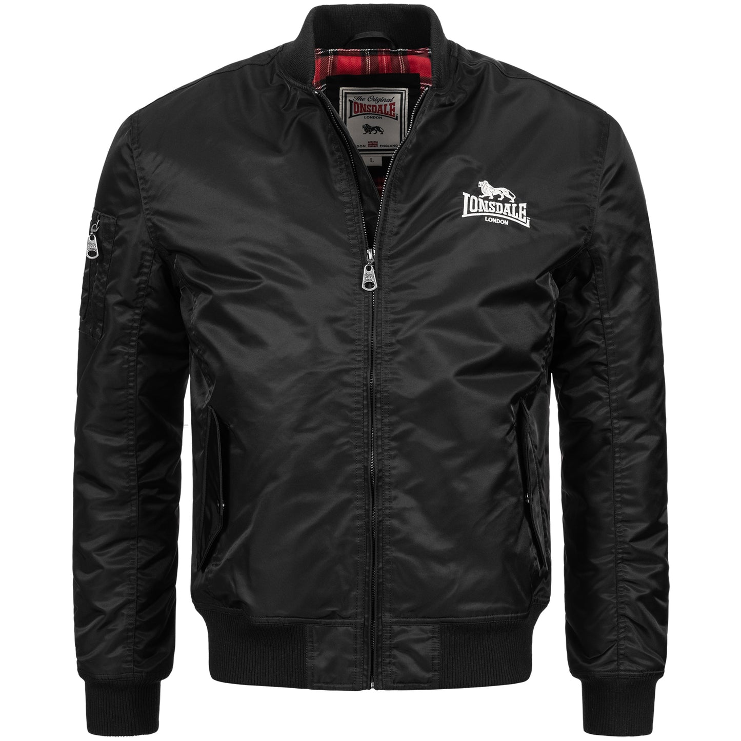LONSDALE Bomber Jacke mit Harrington Futter schmale Passform (black - schwarz)