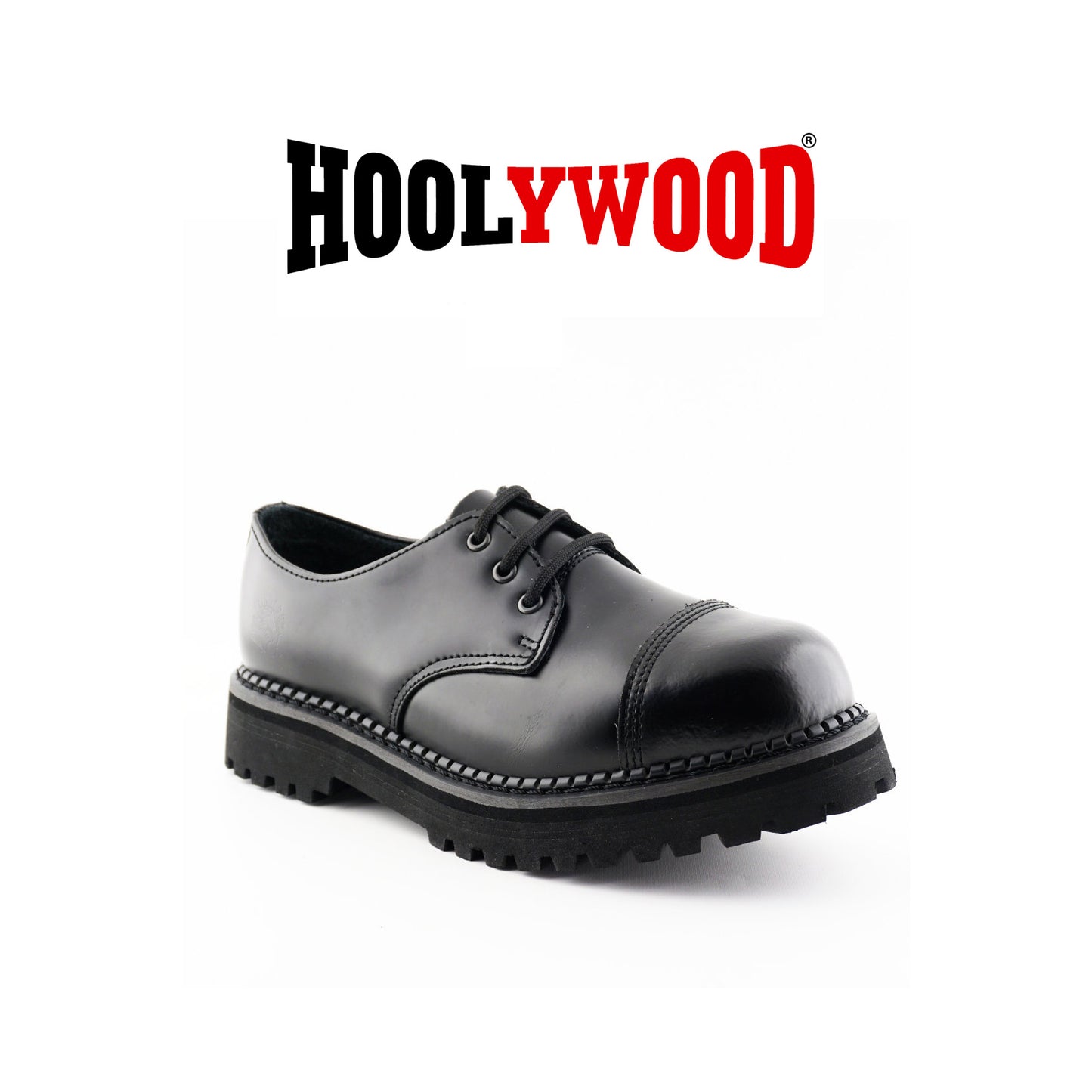 GRINDERS co.uk 3 Loch Shoes BOXER CS with Steelcap and Commando Soles (schwarz - black)