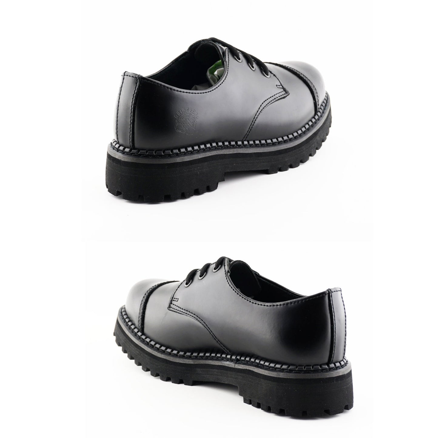 GRINDERS co.uk 3 Loch Shoes BOXER CS with Steelcap and Commando Soles (schwarz - black)