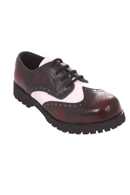 Budapester Schuhe mit Stahlkappe, BOOTS & BRACES   Made in EU, 2-colors (burgundy - white, weinrot - weiss)