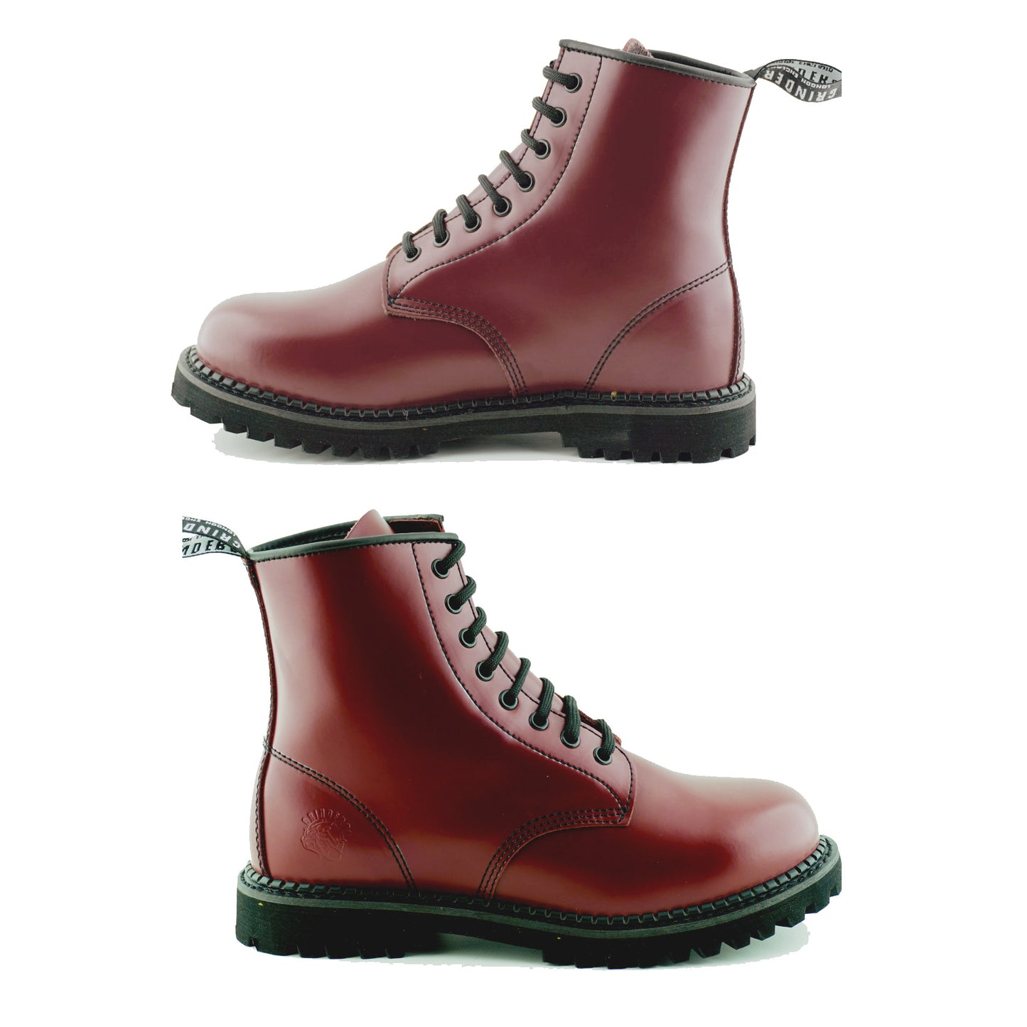 GRINDERS co.uk 8 Loch Stiefel/Boots CEDRC CS with Commando Soles (cherry red - burgundy))