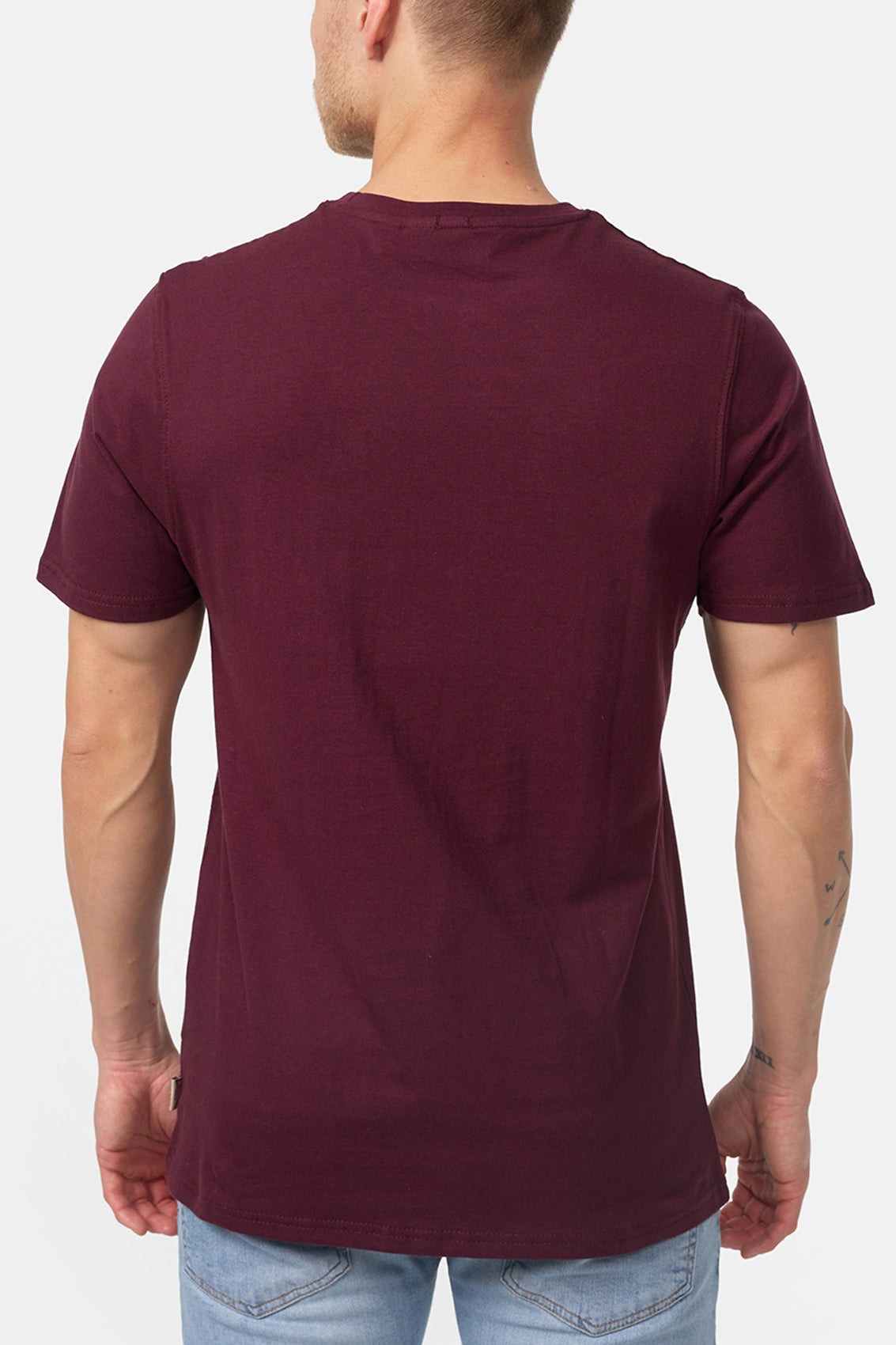 LONSDALE LONDON T-Shirt mit klassischem Flockdruck auf der Brust/Front (weinrot - oxblood)