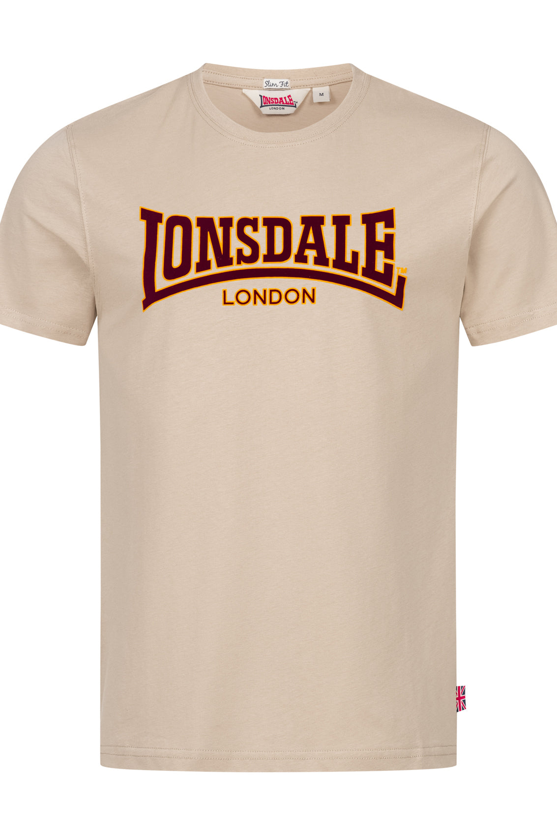 LONSDALE LONDON T-Shirt mit klassischem Flockdruck auf der Brust/Front (beige)