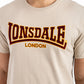 LONSDALE LONDON T-Shirt mit klassischem Flockdruck auf der Brust/Front (beige)