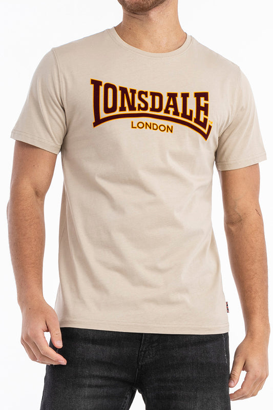 LONSDALE LONDON T-Shirt mit klassischem Flockdruck auf der Brust/Front (beige)