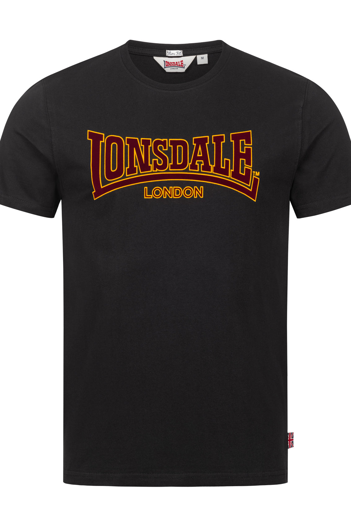 LONSDALE LONDON T-Shirt mit klassischem Flockdruck auf der Brust/Front (black - schwarz)