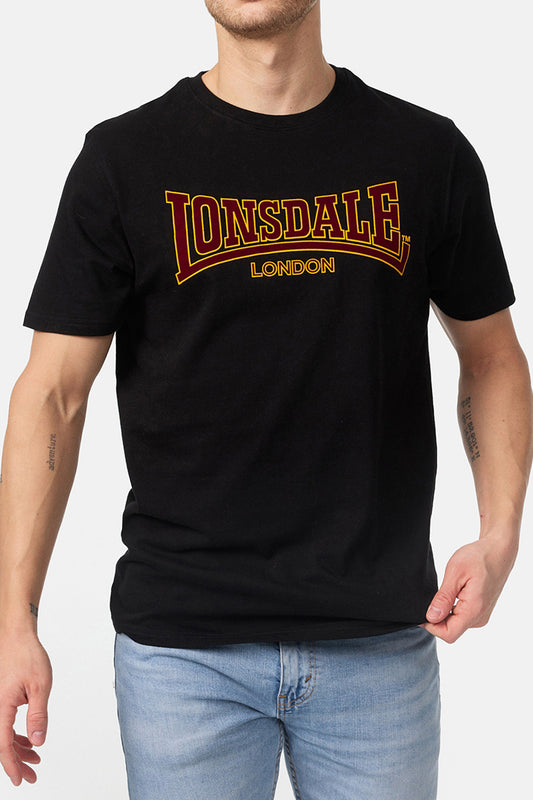 LONSDALE LONDON T-Shirt mit klassischem Flockdruck auf der Brust/Front (black - schwarz)