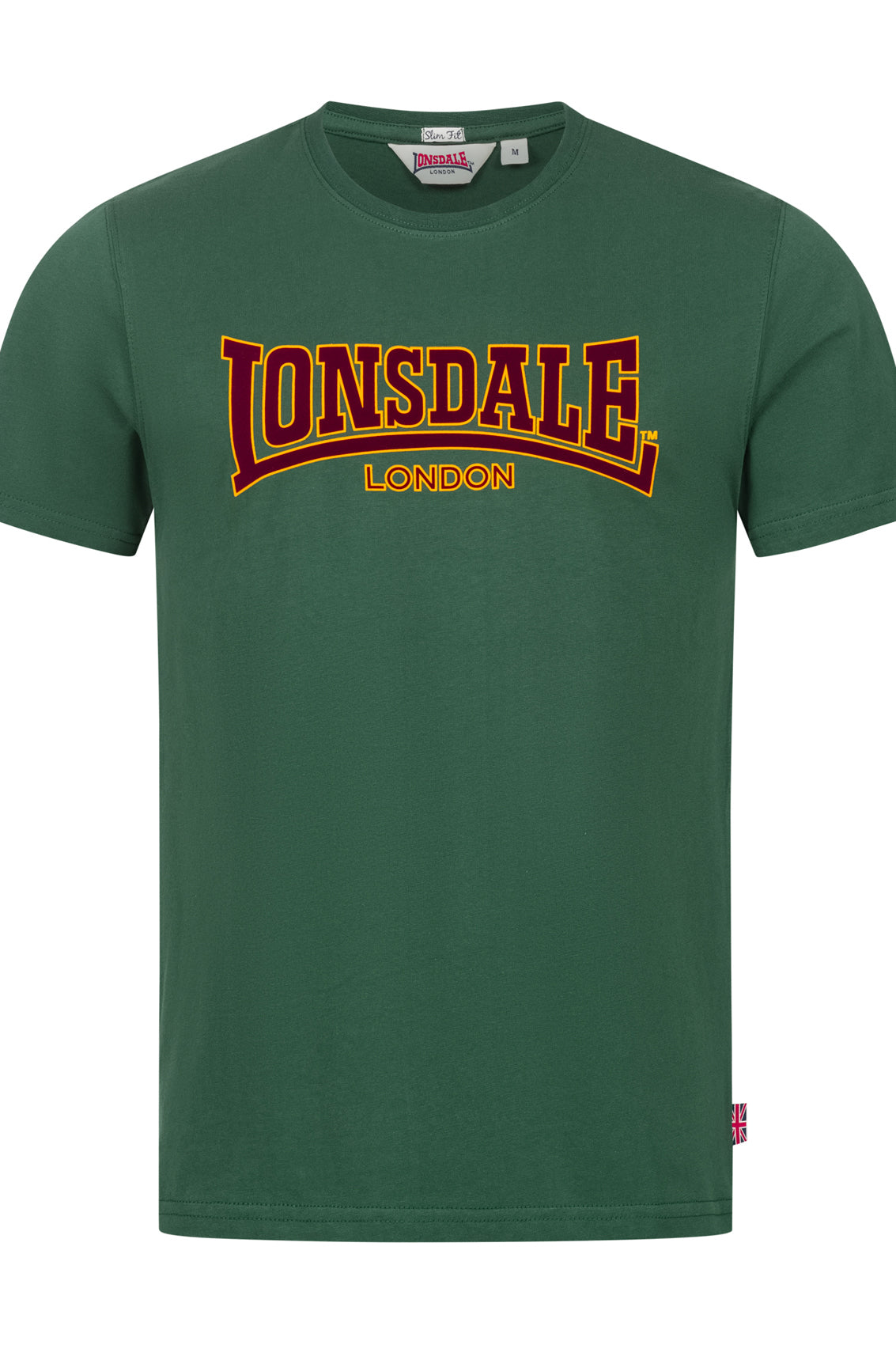 LONSDALE LONDON T-Shirt mit klassischem Flockdruck auf der Brust/Front (dunkelgrün - bottlegreen)