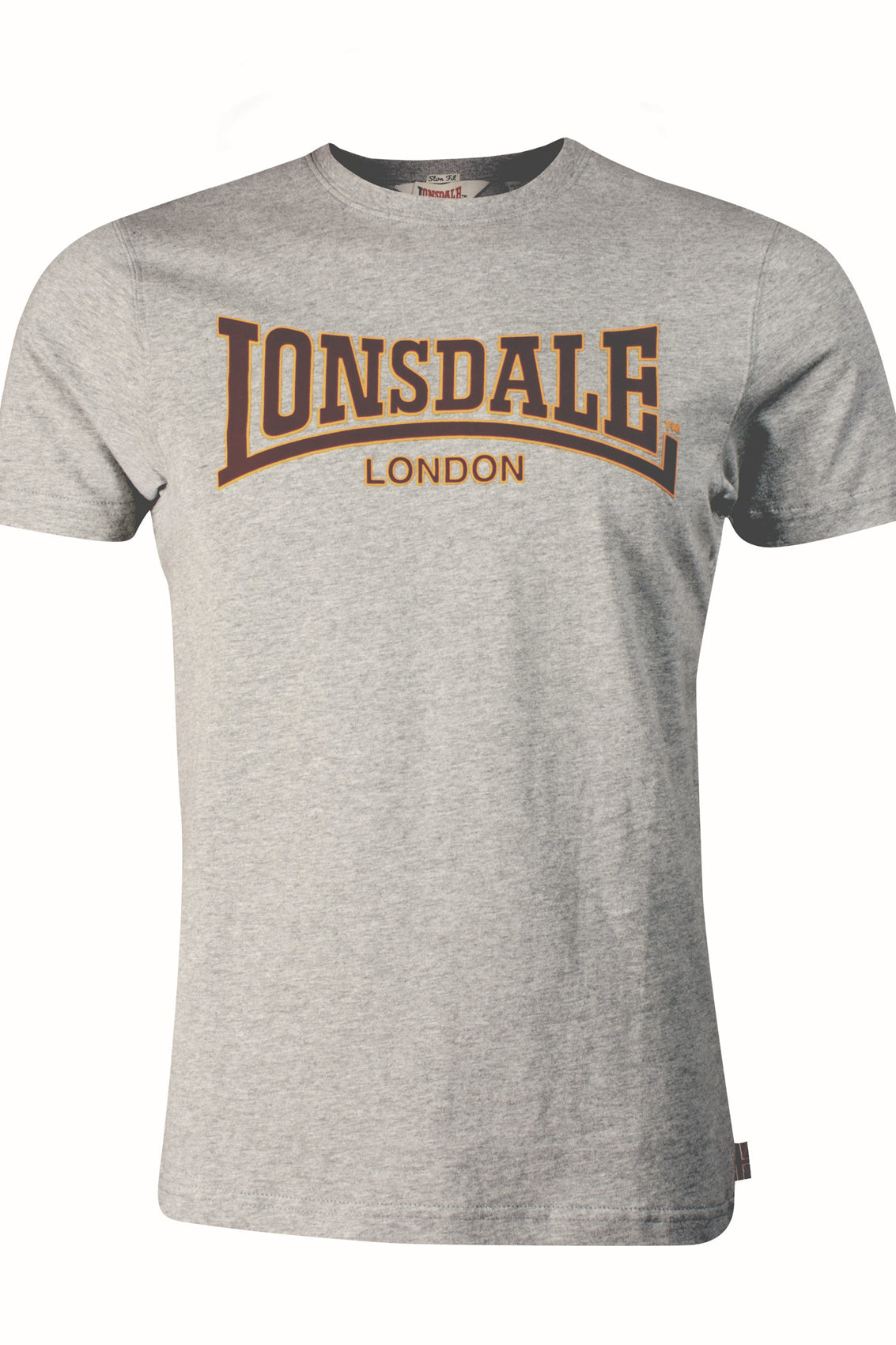 LONSDALE LONDON T-Shirt mit klassischem Flockdruck auf der Brust/Front (grau melange - grey)