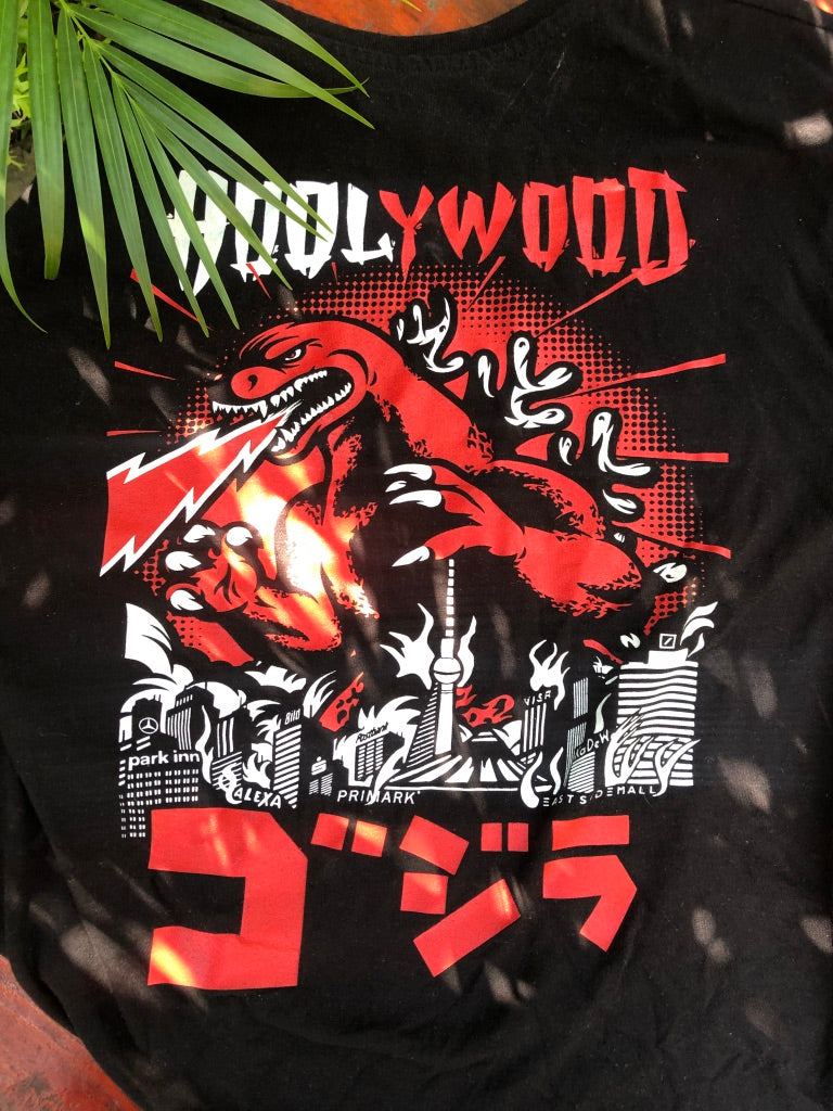 HOOLYWOOD T-Shirt GODZILLA kurzarm regular 100% Siebdruck made in Germany (schwarz - black)