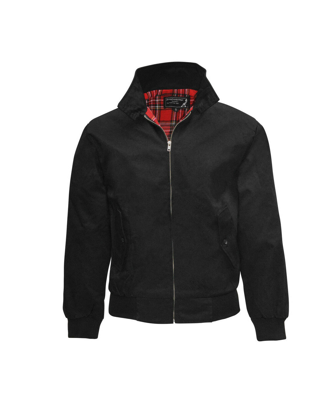 Harrington Jacke Blouson mit schottischem Tartan Futter (schwarz - black)
