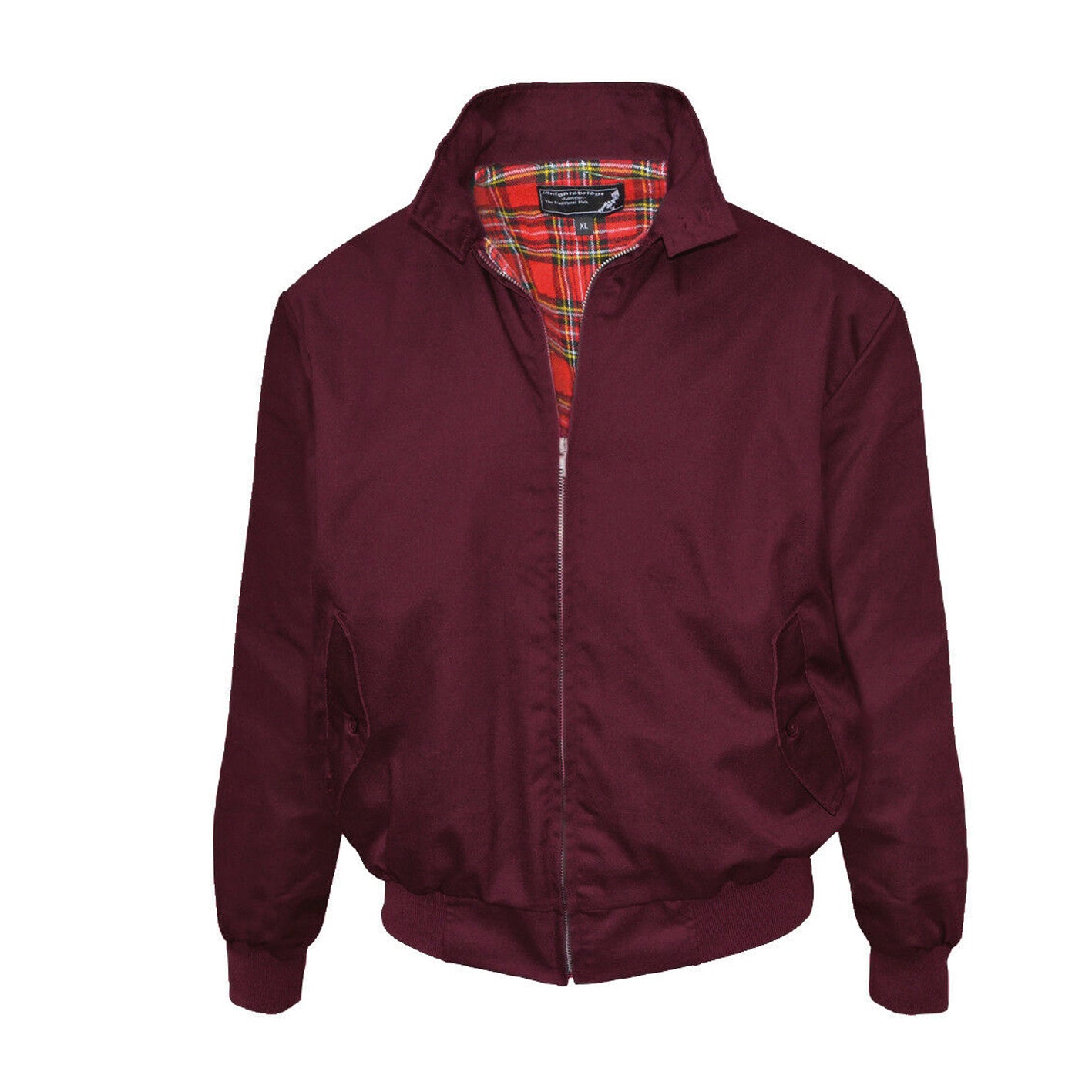 Harrington Jacke Blouson mit schottischem Tartan Futter (Burgundy - weinrot)