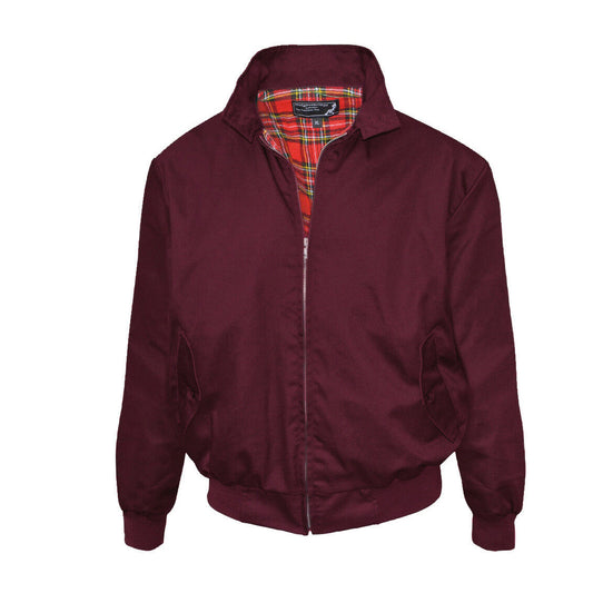 Harrington Jacke Blouson mit schottischem Tartan Futter (Burgundy - weinrot)