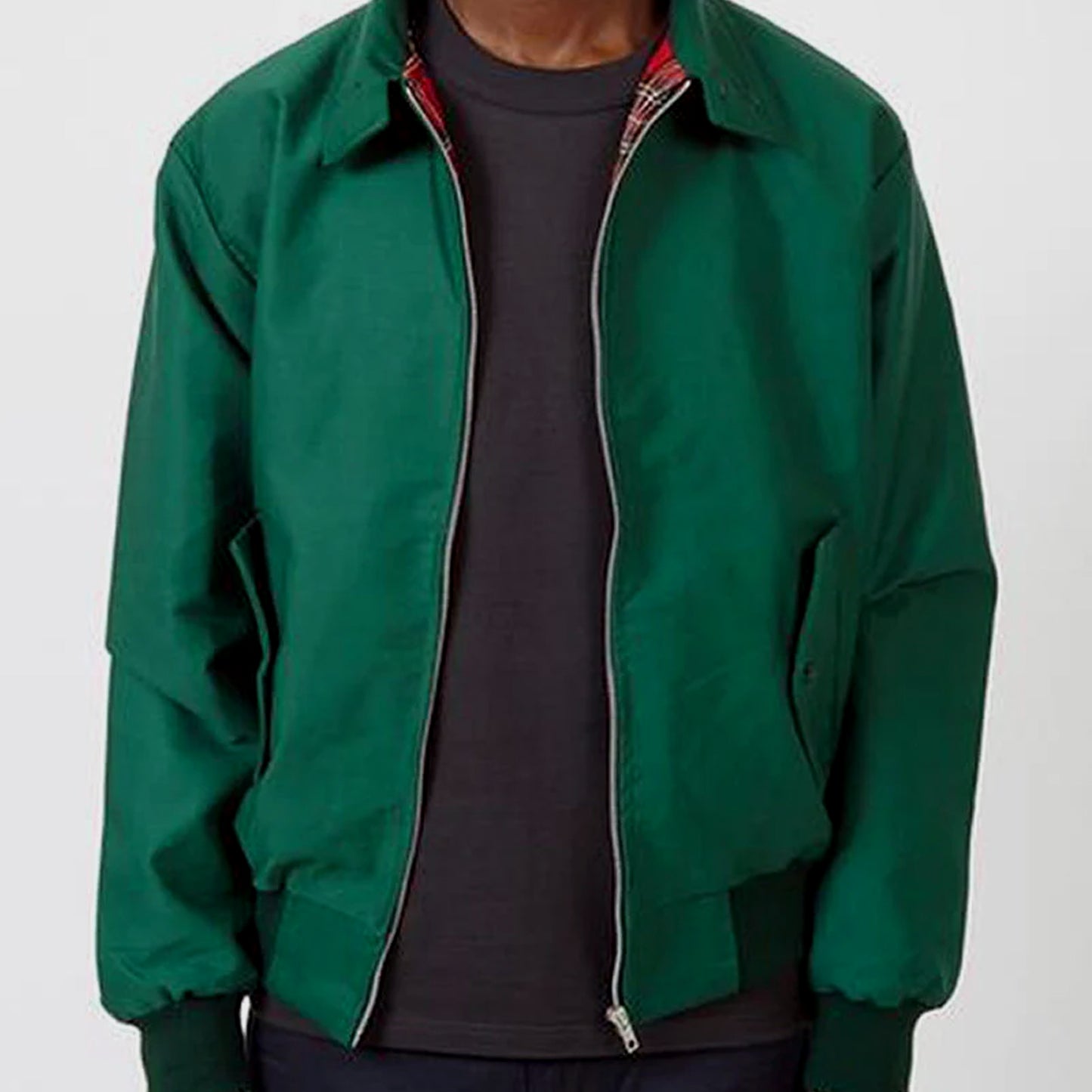 Harrington Jacke Blouson mit schottischem Tartan Futter (bottle green - dunkelgrün)