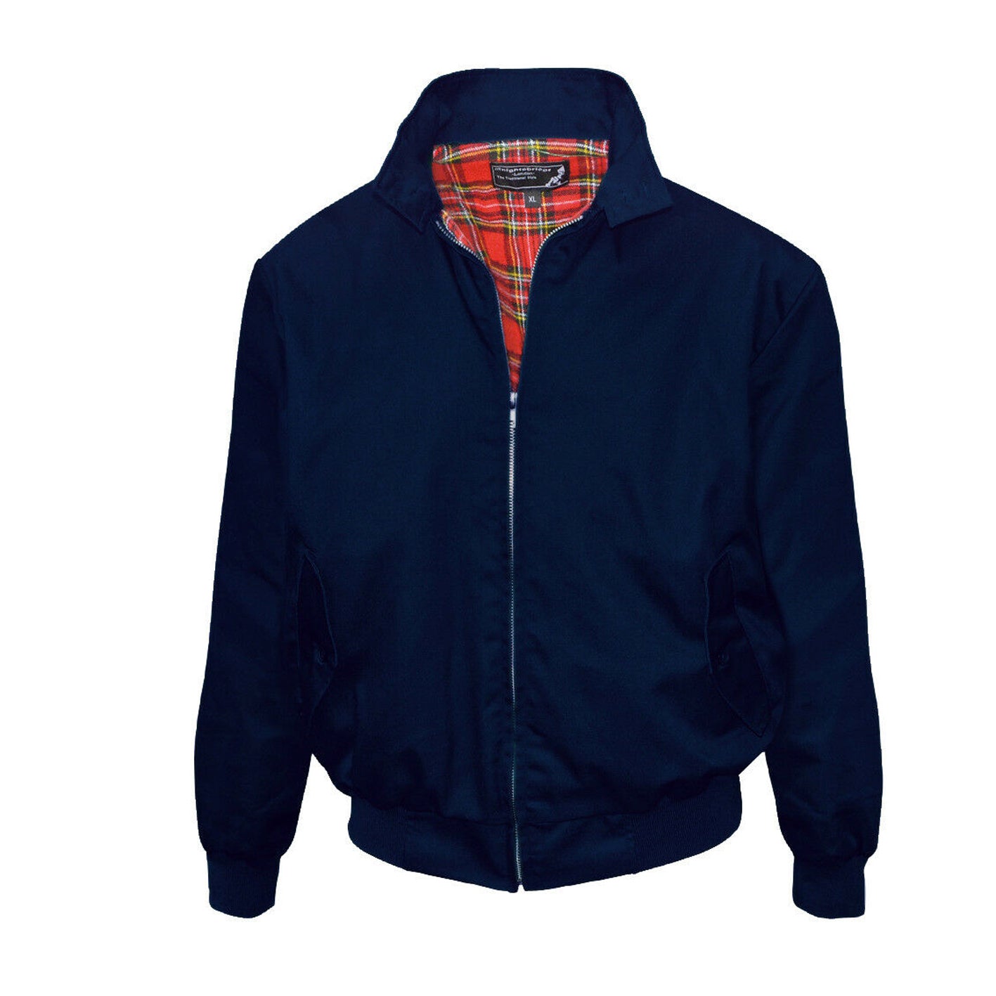 Harrington Jacke Blouson mit schottischem Tartan Futter (navy - dunkelblau)