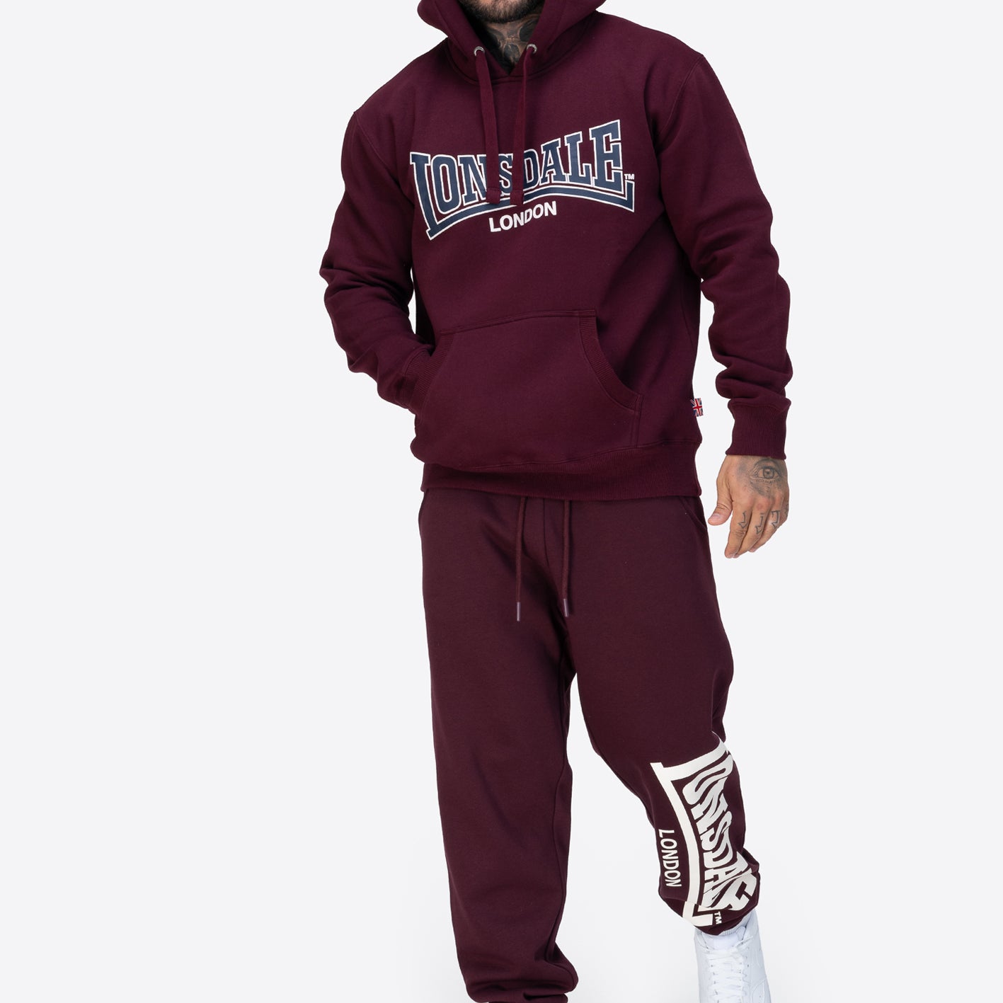 LONSDALE LONDON Hoodie Kapuzensweater sellan (weinrot - burgundy)