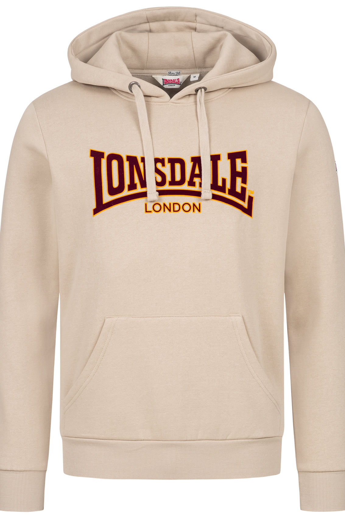 LONSDALE London Hoodie Kapuzensweatshirt mit klassischem zweifarbigem Flockdruck (beige)