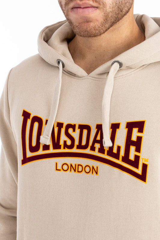 LONSDALE London Hoodie Kapuzensweatshirt mit klassischem zweifarbigem Flockdruck (beige)