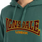 LONSDALE London Hoodie Kapuzensweatshirt mit klassischem zweifarbigem Flockdruck (dunkelgrün - bottlegreen)