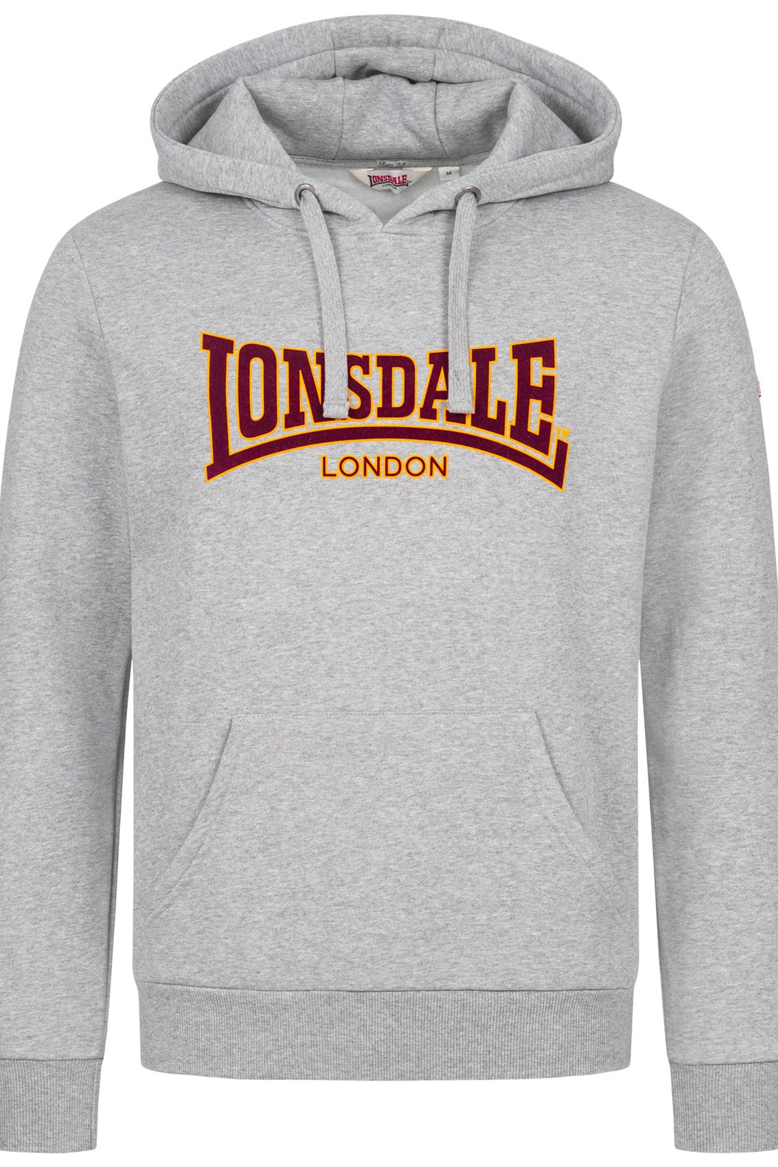 LONSDALE London Hoodie Kapuzensweatshirt mit klassischem zweifarbigem Flockdruck (grau malange)