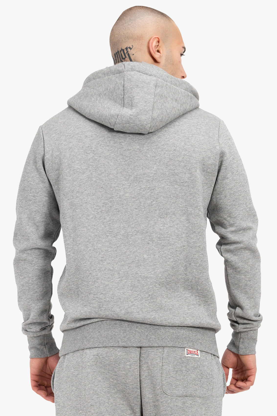 LONSDALE London Hoodie Kapuzensweatshirt mit klassischem zweifarbigem Flockdruck (grau malange)