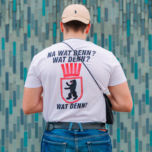 "NA WAT DENN?" OST-BERLIN T-Shirt limited Edition manufactured by HOOLYWOOD Siebdruck Made in Germany (weiss - white)