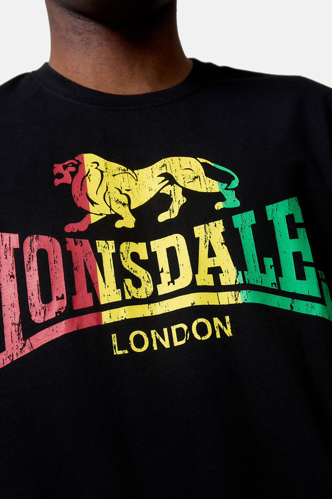 LONSDALE LONDON T-Shirt mit mehrfarbigen Löwen Druck (Jamaica colors)