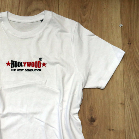 HOOLYWOOD Kids T-Shirt THE NEXT GENERATION hochwärtiger zweifarbiger Stick Made in Germany (weiss/white)