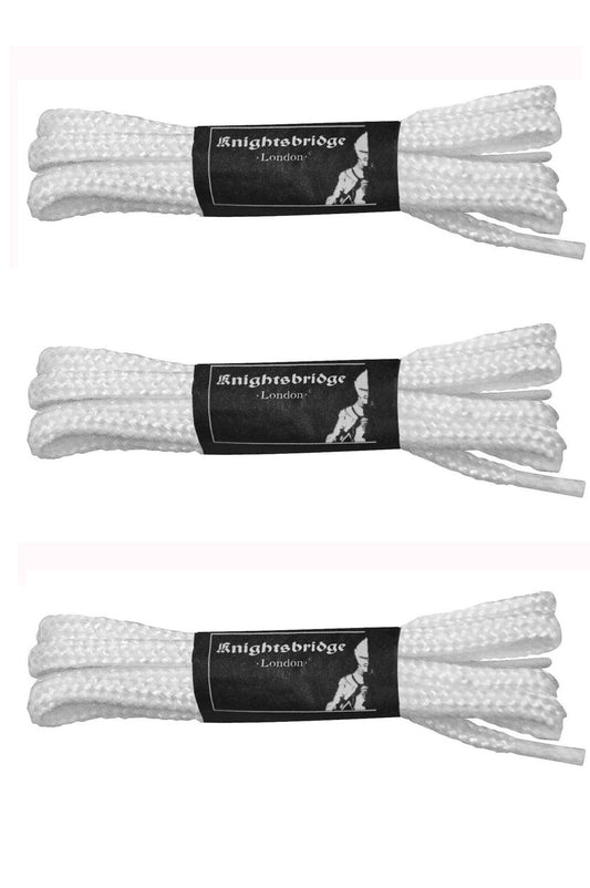 Schnürsenkel 3 Paar Round-Laces Länge ca.90cm für 3-5 Loch Shoes (weiß - white)