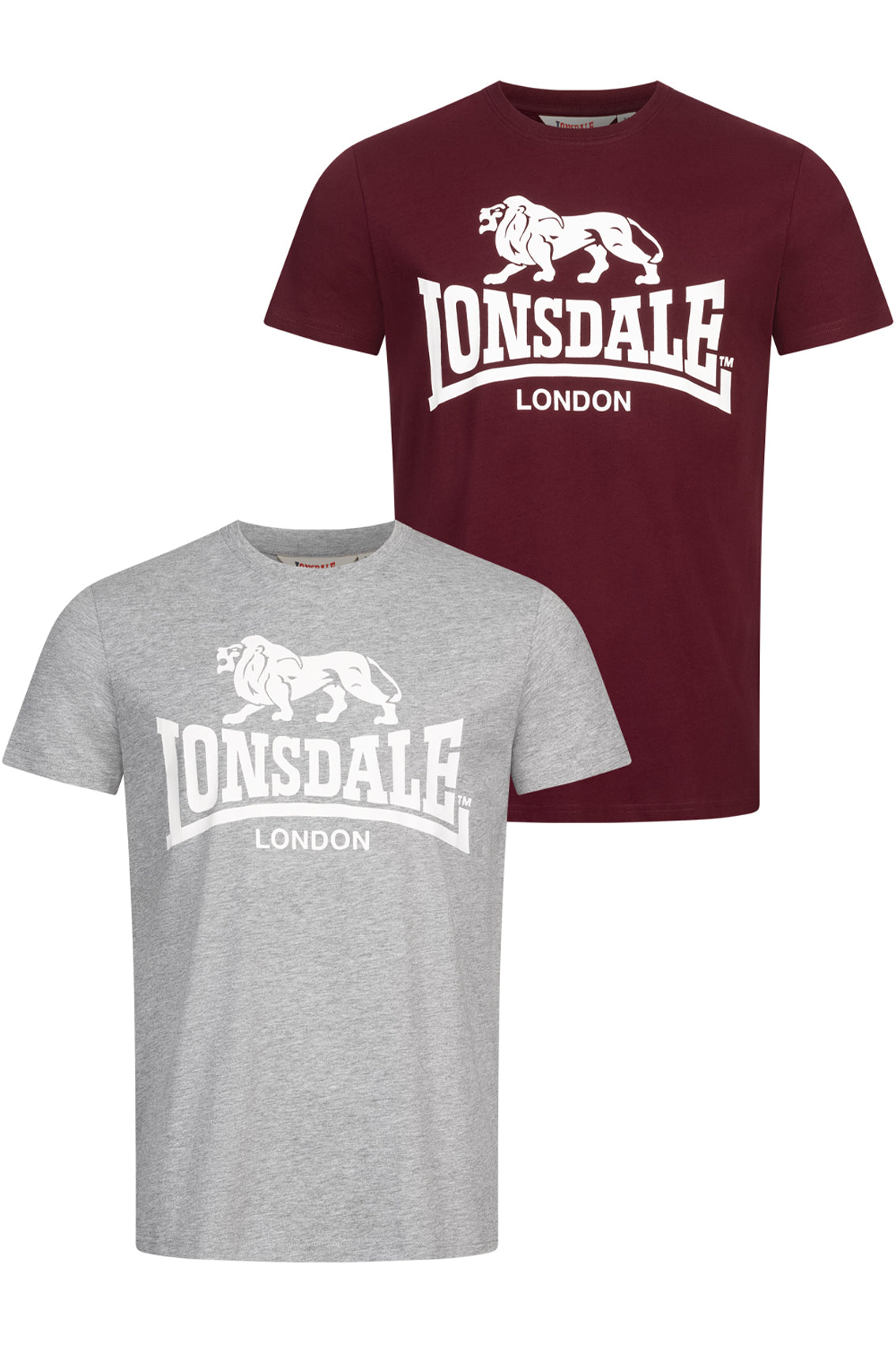 LONSDALE LONDON LION T-Shirt (grau melange/weiss - marl grey/white)